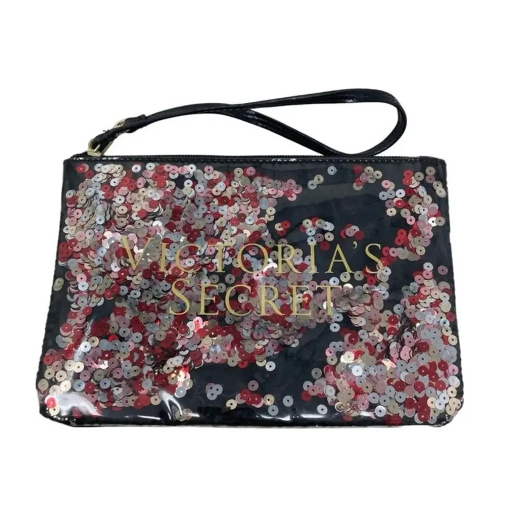 NWOT: Victoria’s Secret Sequin Wristlet Clutch Purse Travel Make Up Bag 6x9 (T)‎ - Picture 3 of 5